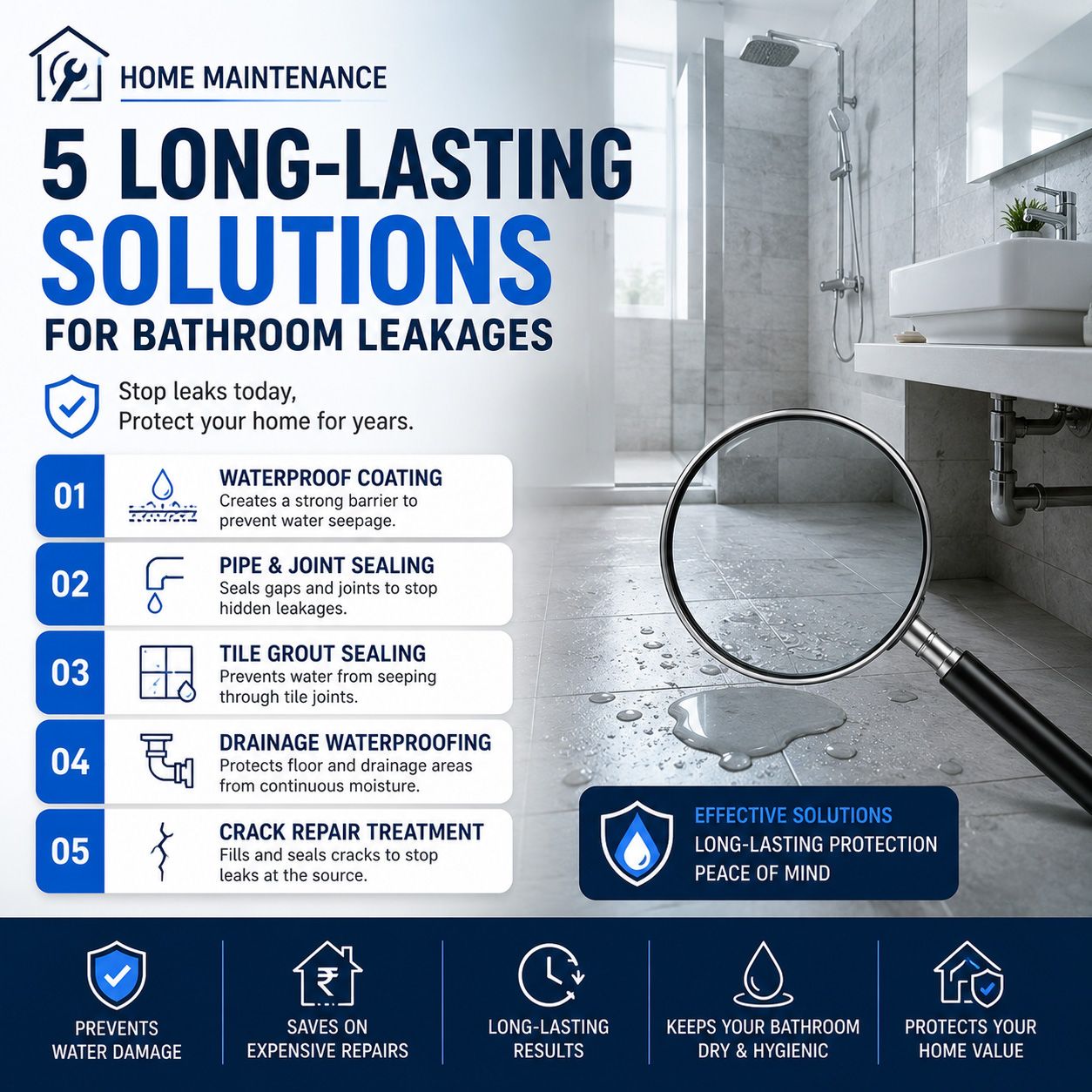 5 Long-lasting Solutions for Bathroom Leakages